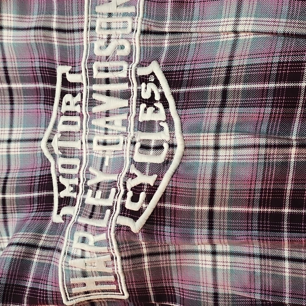 Womens Harley-Davidson  Plaid Shirt - Purple